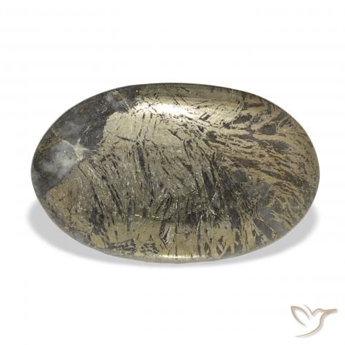 32.74ct Натуральный Многоцветный Feather Pyrite, Овал, Непрозрачный