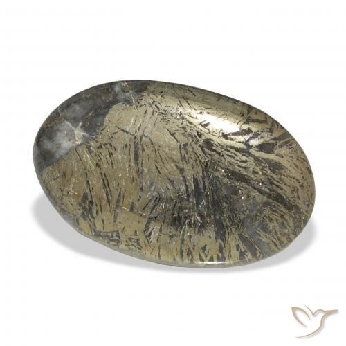 32.74 карата, натуральный Многоцветный Feather Pyrite, Овал, Непрозрачный
