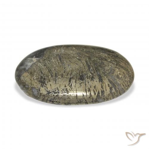 32.74 карата, натуральный Многоцветный Feather Pyrite, Овал, Непрозрачный