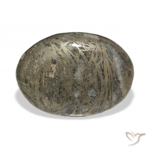 37.90ct Натуральный Черноватая бронза Feather Pyrite, Овал, Непрозрачный