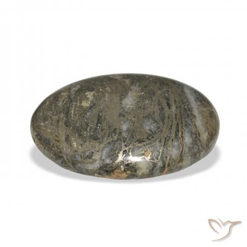 37.90 карата, натуральный Черноватая бронза Feather Pyrite, Овал, Непрозрачный