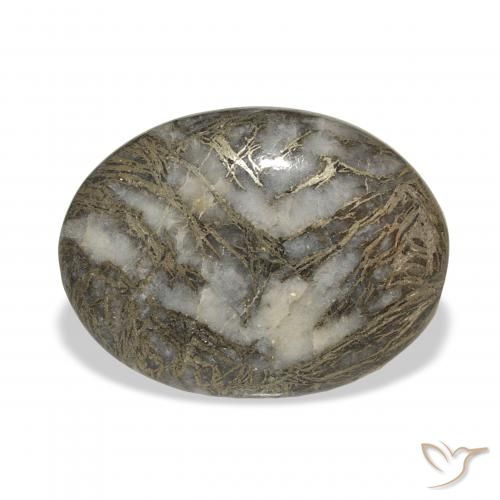 23.93ct Натуральный Черный с бронзой Feather Pyrite, Овал, Непрозрачный
