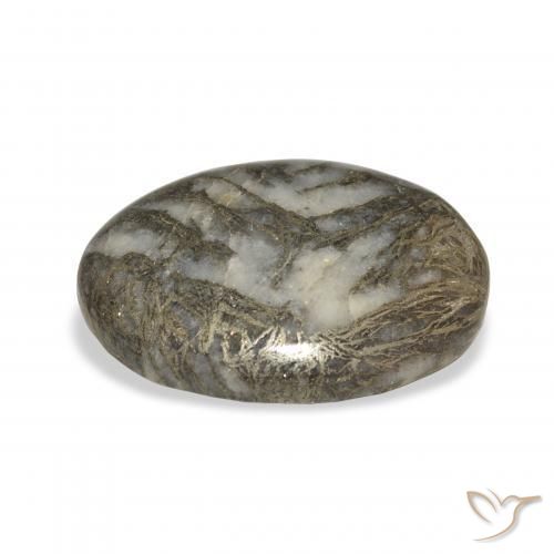 23.93 карата, натуральный Черный с бронзой Feather Pyrite, Овал, Непрозрачный