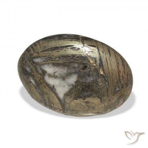 29.35 карата, натуральный Черновато-коричневый Feather Pyrite, Овал, Непрозрачный