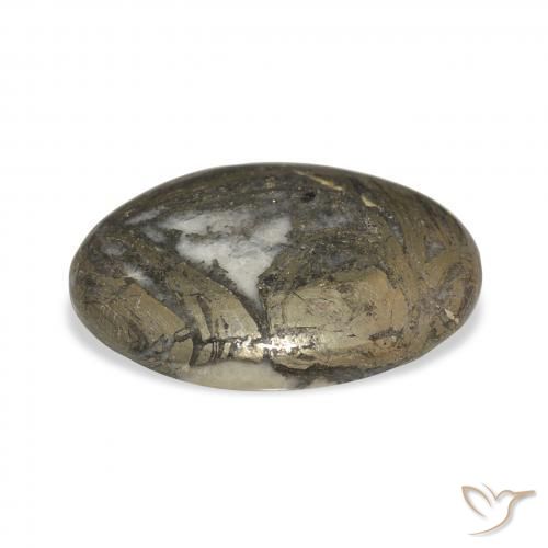 29.35 карата, натуральный Черновато-коричневый Feather Pyrite, Овал, Непрозрачный