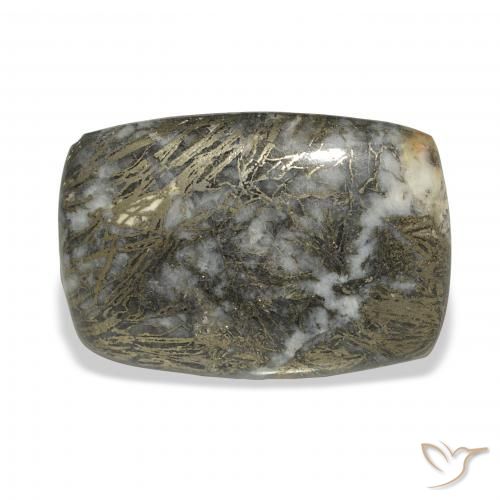 32.71ct Натуральный Черный с бронзой Feather Pyrite, Подушка, Непрозрачный