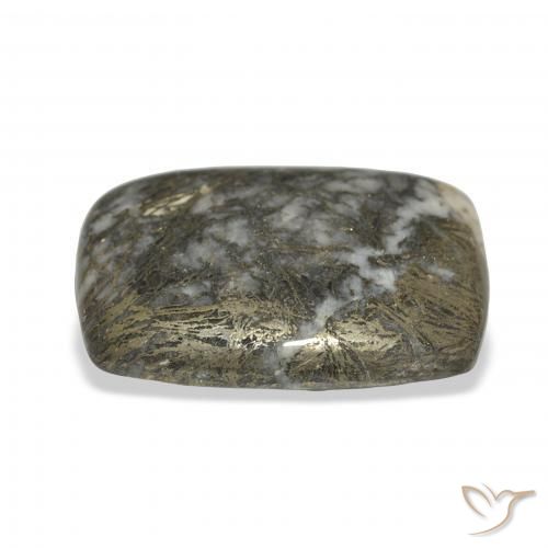 32.71 карата, натуральный Черный с бронзой Feather Pyrite, Подушка, Непрозрачный