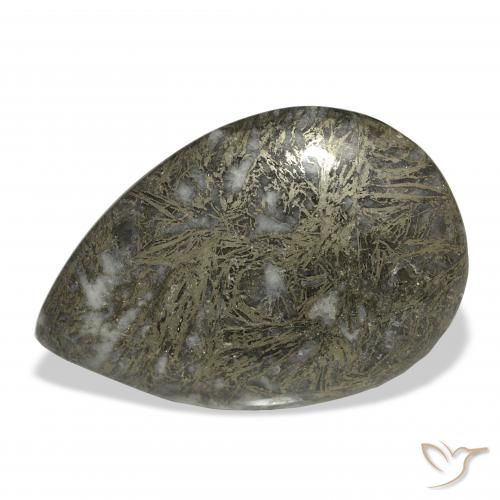 38.41ct Натуральный Черноватая бронза Feather Pyrite, Форма груши, Непрозрачный
