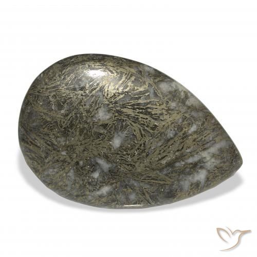 38.41 карата, натуральный Черноватая бронза Feather Pyrite, Форма груши, Непрозрачный