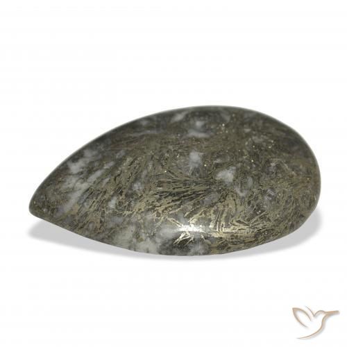 38.41 карата, натуральный Черноватая бронза Feather Pyrite, Форма груши, Непрозрачный