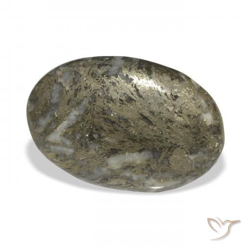 32.77 карата, натуральный Черный с бронзой Feather Pyrite, Овал, Непрозрачный