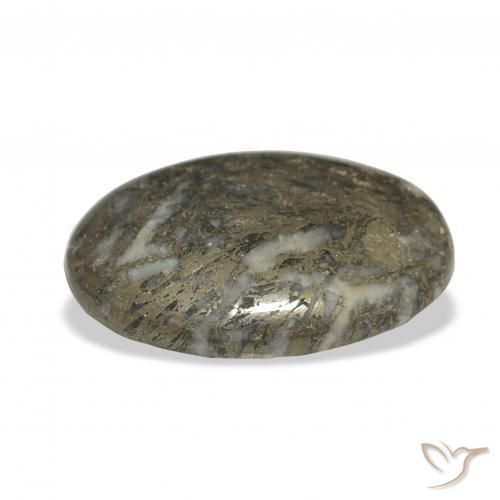 32.77 карата, натуральный Черный с бронзой Feather Pyrite, Овал, Непрозрачный