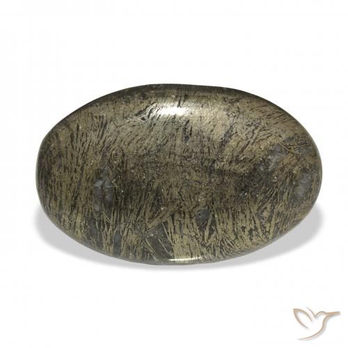 36.99ct Натуральный Черноватая бронза Feather Pyrite, Овал, Непрозрачный