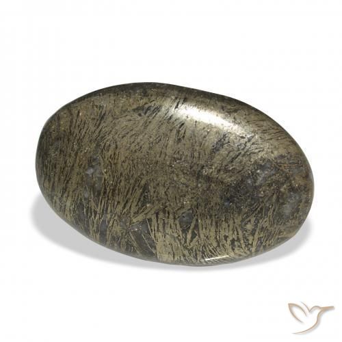 36.99 карата, натуральный Черноватая бронза Feather Pyrite, Овал, Непрозрачный