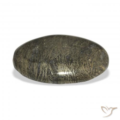 36.99 карата, натуральный Черноватая бронза Feather Pyrite, Овал, Непрозрачный