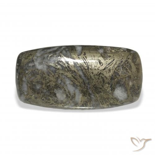 35.65ct Натуральный Черный с бронзой Feather Pyrite, Подушка, Непрозрачный