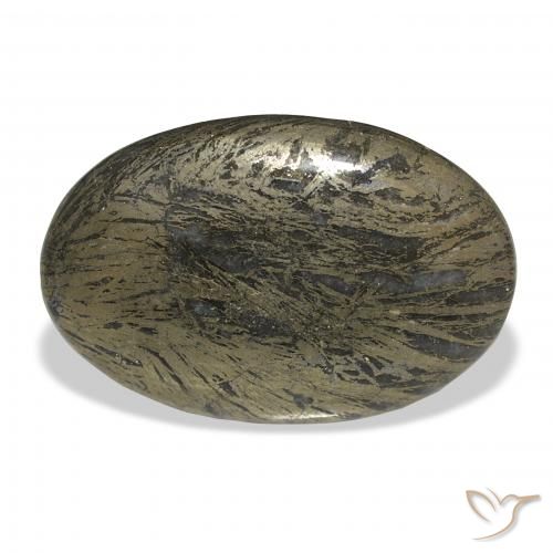 36.00ct Натуральный Черный с бронзой Feather Pyrite, Овал, Непрозрачный