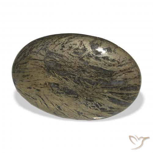 36.00 карата, натуральный Черный с бронзой Feather Pyrite, Овал, Непрозрачный