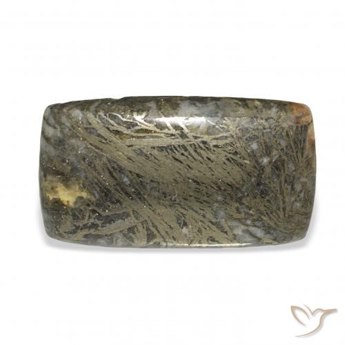 35.56ct Натуральный Черный с бронзой Feather Pyrite, Подушка, Непрозрачный