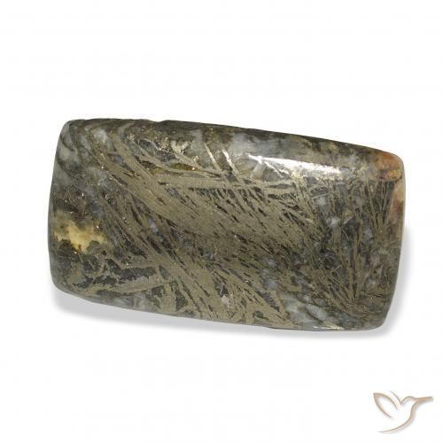 35.56 карата, натуральный Черный с бронзой Feather Pyrite, Подушка, Непрозрачный