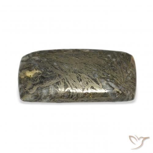 35.56 карата, натуральный Черный с бронзой Feather Pyrite, Подушка, Непрозрачный