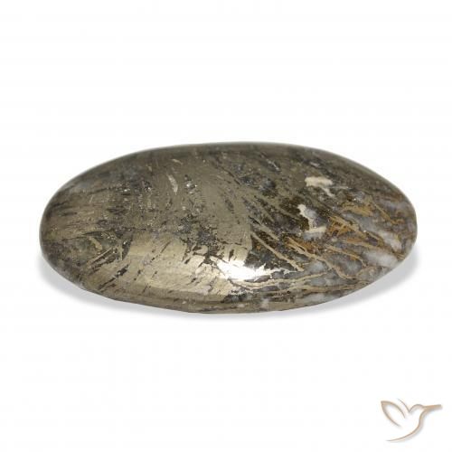 37.38 карата, натуральный Многоцветный Feather Pyrite, Овал, Непрозрачный