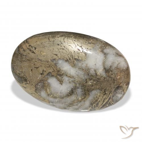 35.51 карата, натуральный Многоцветный Feather Pyrite, Овал, Непрозрачный