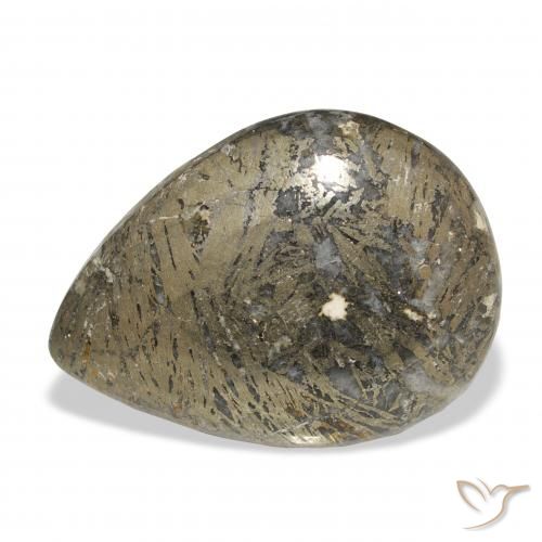 30.77ct Натуральный Многоцветный Feather Pyrite, Форма груши, Непрозрачный