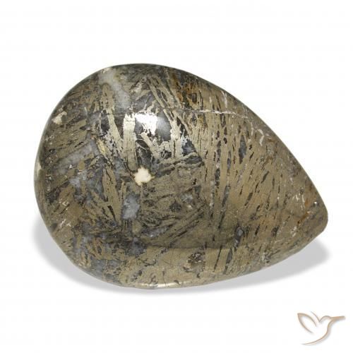 30.77 карата, натуральный Многоцветный Feather Pyrite, Форма груши, Непрозрачный