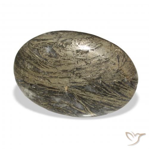 27.23 карата, натуральный Многоцветный Feather Pyrite, Овал, Непрозрачный