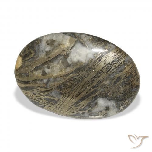 26.51 карата, натуральный Многоцветный Feather Pyrite, Овал, Непрозрачный