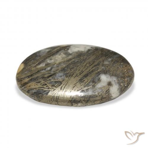 26.51 карата, натуральный Многоцветный Feather Pyrite, Овал, Непрозрачный