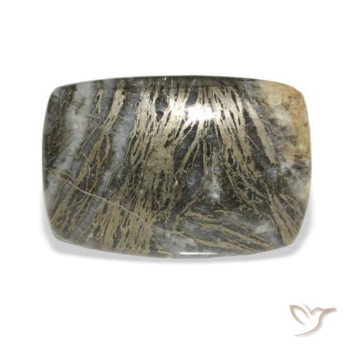 25.34ct Натуральный Многоцветный Feather Pyrite, Подушка, Непрозрачный