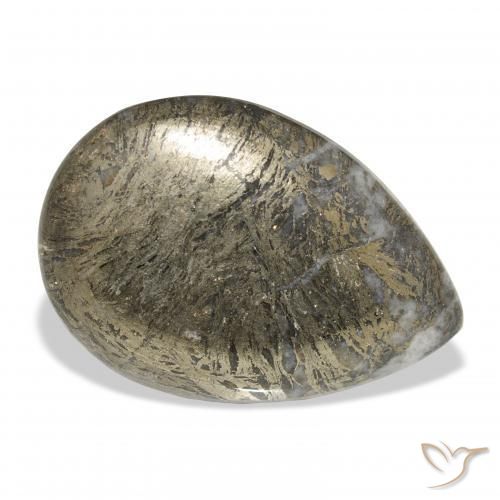 30.92 карата, натуральный Многоцветный Feather Pyrite, Форма груши, Непрозрачный