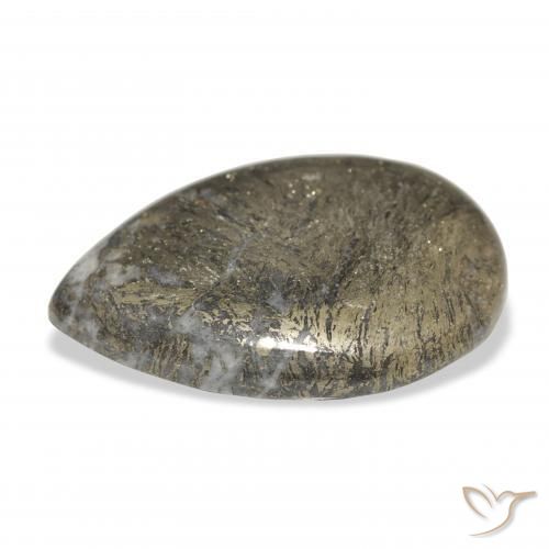 30.92 карата, натуральный Многоцветный Feather Pyrite, Форма груши, Непрозрачный