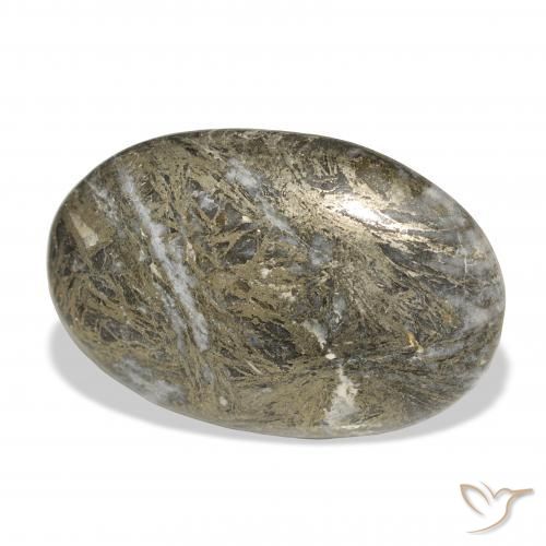34.99 карата, натуральный Многоцветный Feather Pyrite, Овал, Непрозрачный