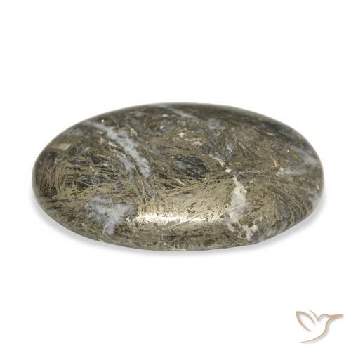 34.99 карата, натуральный Многоцветный Feather Pyrite, Овал, Непрозрачный