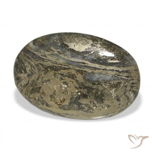 14.09 карата, натуральный Многоцветный Feather Pyrite, Овал, Непрозрачный