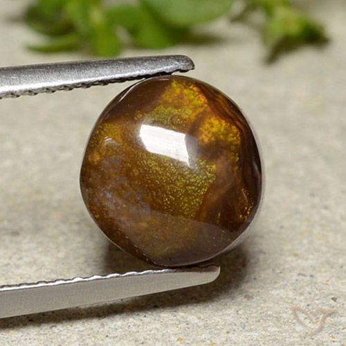 3.92ct Натуральный Многоцветный Огненный агат, Круглый, Непрозрачный