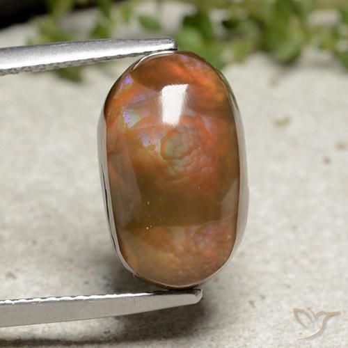 6.66ct Натуральный Многоцветный Огненный агат, Овал, Непрозрачный