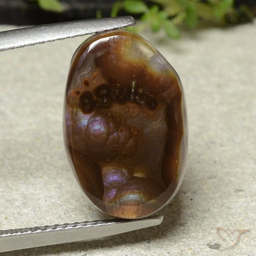 7.65ct Натуральный Многоцветный Огненный агат, Овал, Непрозрачный