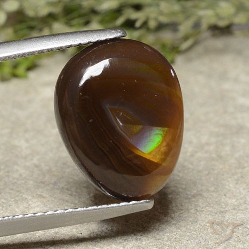 5.43ct Натуральный Многоцветный Огненный агат, Форма груши, Непрозрачный