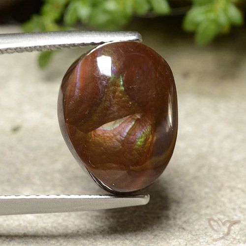 7.46ct Натуральный Многоцветный Огненный агат, Овал, Непрозрачный