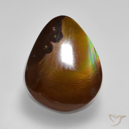 5.78ct Натуральный Многоцветный Огненный агат, Форма груши, Непрозрачный