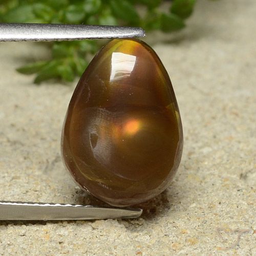 5.57ct Натуральный Многоцветный Огненный агат, Форма груши, Непрозрачный