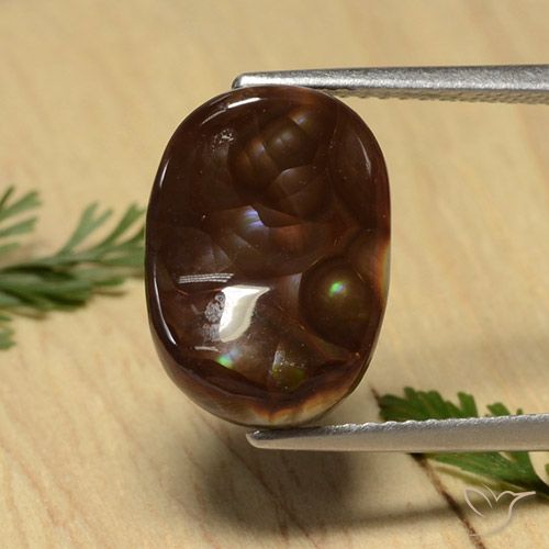 4.65ct Натуральный Многоцветный Огненный агат, Овал, Непрозрачный