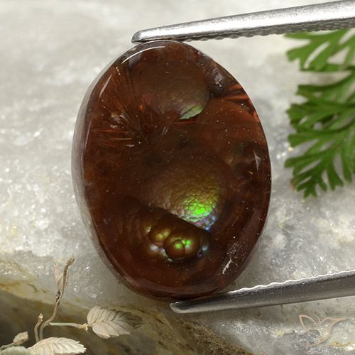 6.00ct Натуральный Многоцветный Огненный агат, Овал, Непрозрачный
