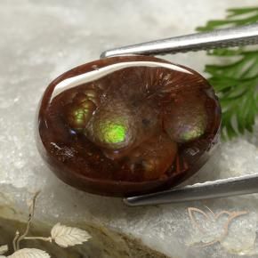 6.00 карата, натуральный Многоцветный Огненный агат, Огранка Овал, Непрозрачный