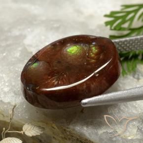 6.00 карата, натуральный Многоцветный Огненный агат, Огранка Овал, Непрозрачный