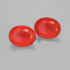  карата, натуральный Красновато-оранжевый Огненный опал, Огранка Овал, Прозрачный